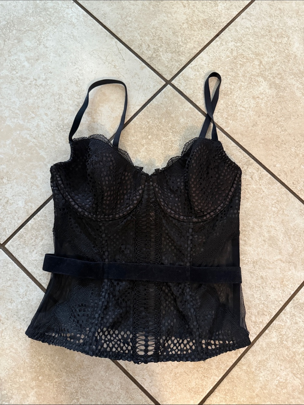 Victoria's Secret Black Lace Bustier Camisole